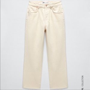 Zara ecru high waisted straight leg jeans
